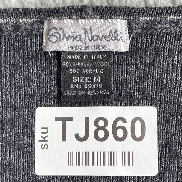 Silvia Novelli Button Front Cardigan Women Size M Gray Merino Wool Italy Made - Picture 2 of 12
